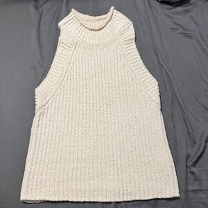 Anthropologie Sleeveless Knit Mock Neck Sweater Tank in Cream